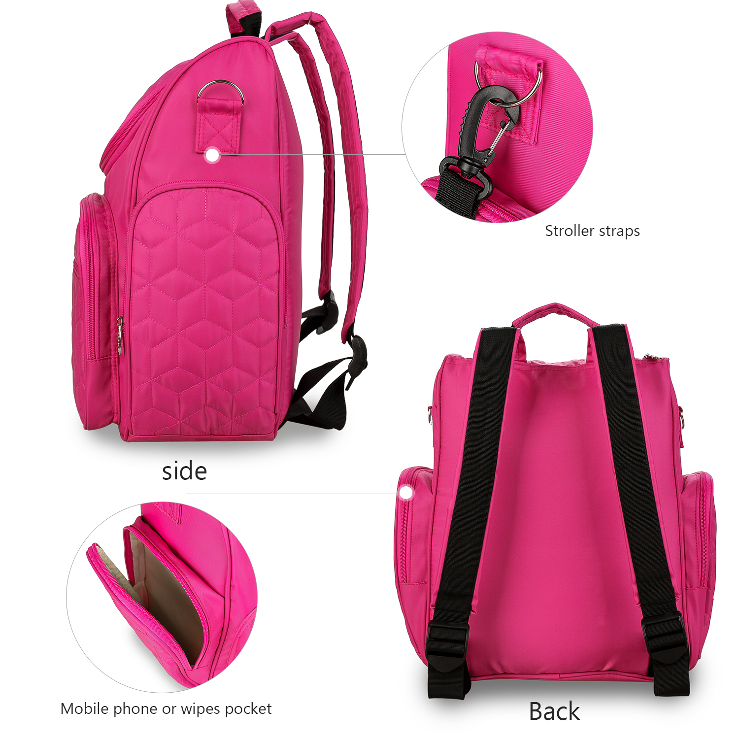 Waterproof Maternity Bag Baby Diaper Bag Large Multifunction Travel Backpack with Bottle Bag stroller strap foe Mom&Dad
