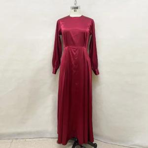 China Turkey Arab Oman Elegant Satin Dress Long Sleeve For Women Muslim factory
