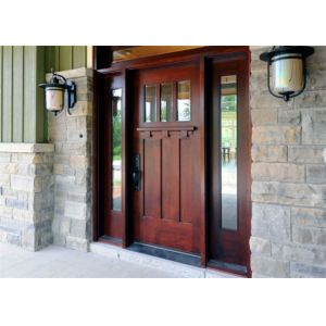Double Main Oak Solid Wood Doors Red Color Painting Surface For Villa Entry