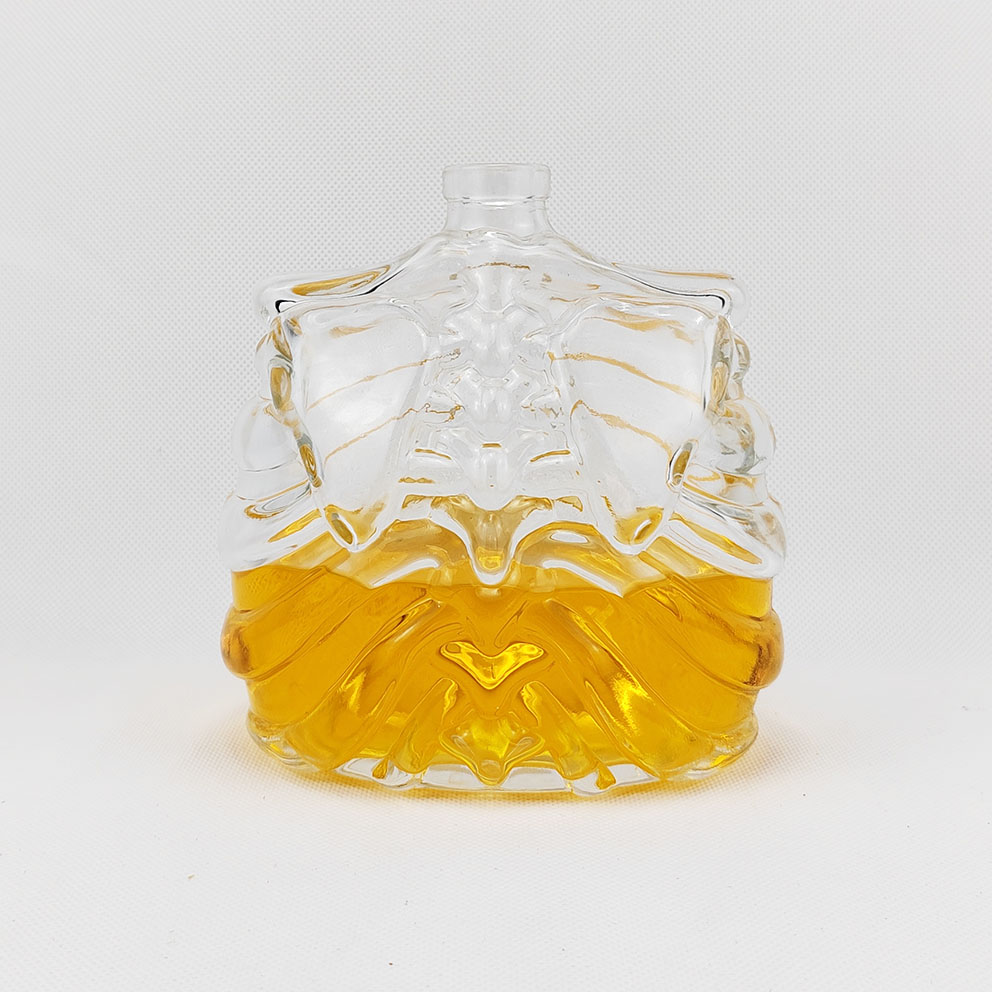Glass Collar Material Custom Shape Bottle for Whiskey Vodka Rum Tequila Gin Spirit