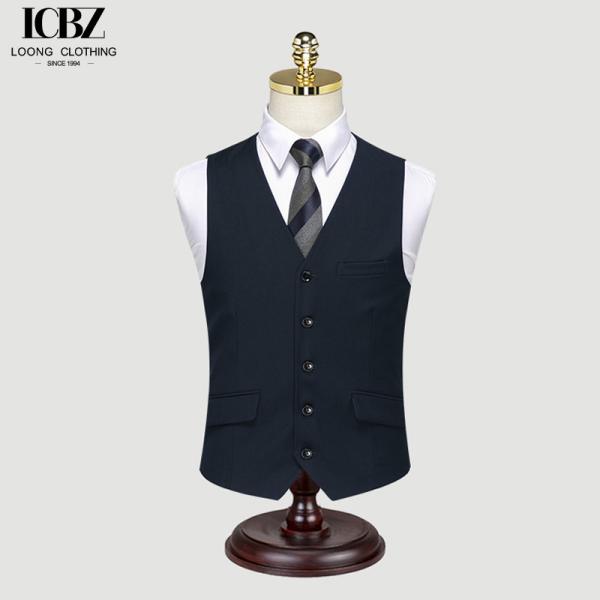 Korean Slim Fit Woven Navy Blue Suit Vest for Men Gender Men Professional Formal