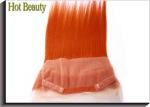 Smooth And Soft Human Hair Lace Closure Orange Color Medium Cap Size