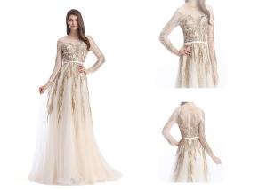 China Ladies Long Sleeves Vintage Evening Gowns , Multi Color Vintage Party Dresses factory