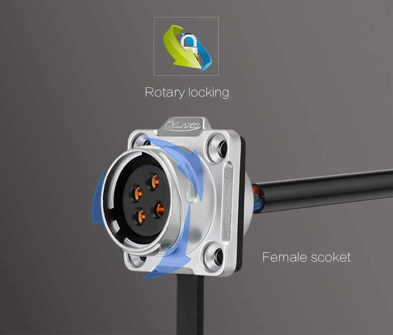 Cnlinco M20 Electrical Power Metal Circular Connector Waterproof Male Female 4 Pins Connectors