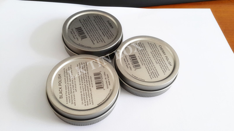 Small Lip Balm Round Tin Box For Cream Mint , Screw Top Round Tin Cans Shoe Polish