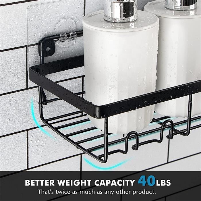 4PK No Drilling Adhesive Wall Mounted Bathroom Shelf Shower Caddy with 2 Soap Dishes