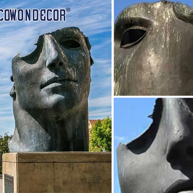 Decoration 3d Large Bronze Sculpture Art Abstract Face Elegantly Crafted