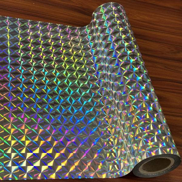 Various Patterns Laser Printed Metallized PET Thermal Holographic Decorative Plastic Film For Packaging Hardness Soft