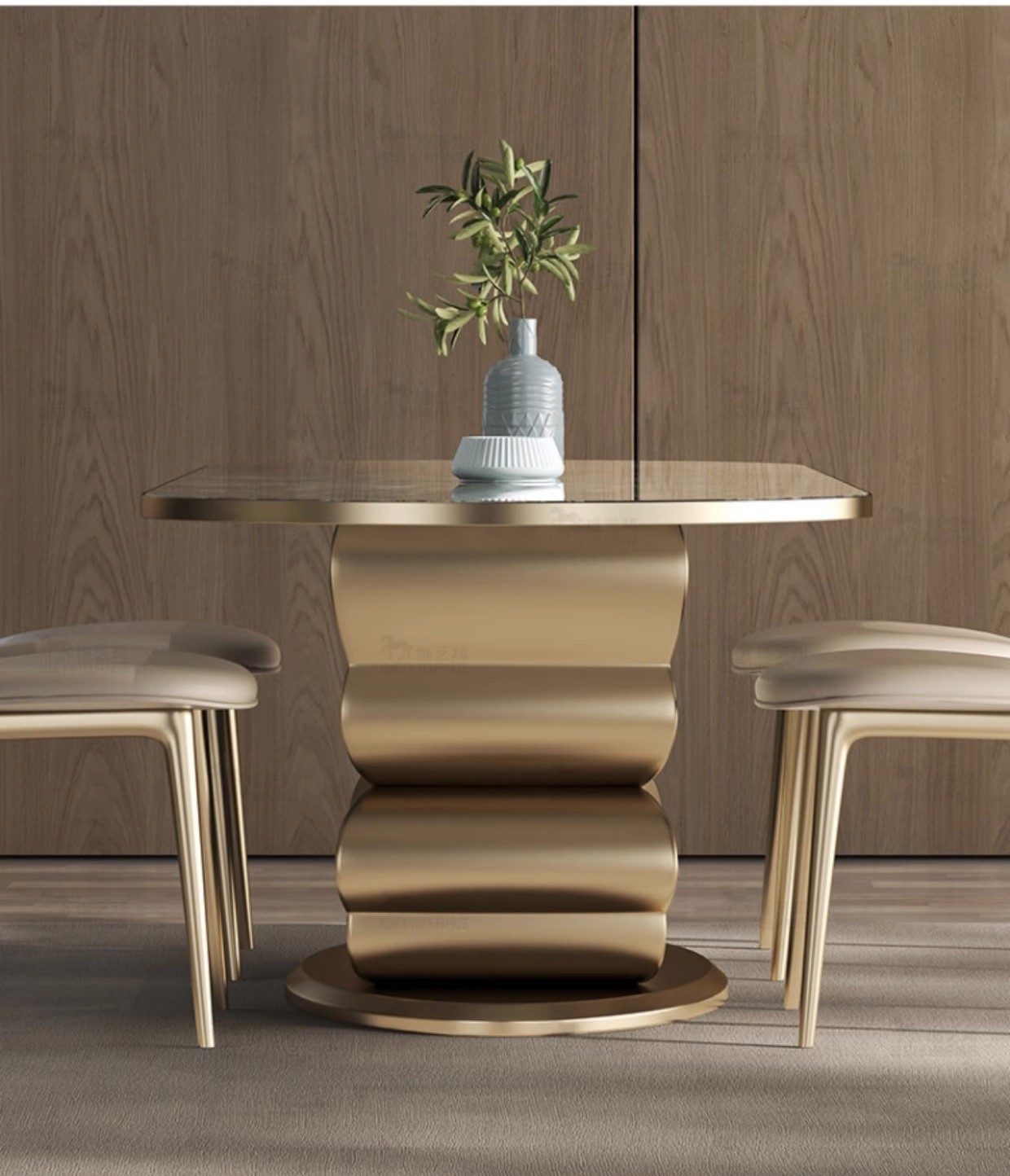 Fashionable Hotel Restaurant Furniture Marble Butterfly Shape Metal Base Dining Table