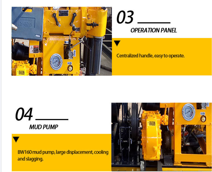 200 Meters Diamond OEM Core Drill Rig 75mm Hole Diameter Mining