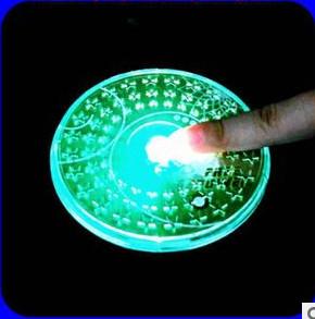 China New customed logo promotional acrylic round party club club led flash coaster cushion factory