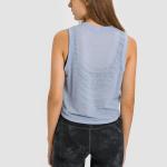 Jacquard Bandage Ladies Yoga Tops Sweat Wicking Fitness Sleeveless Short Tank