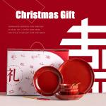 OEM And ODM Red Glaze Christmas Dinnerware Set Ceramic Bowl Porcelain Plate For