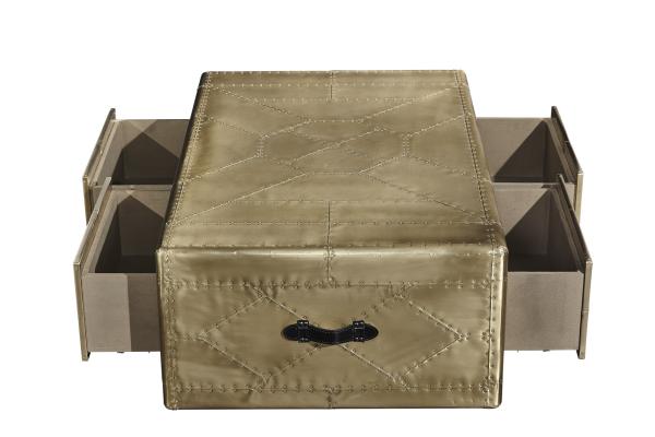 Amerian Antique Style Side Coffee Table Aluminium Sheet 4 Drawers For Home /