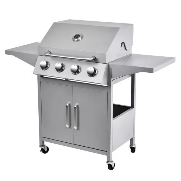 Outdoor Commercial Stainless Steel Gas BBQ Grill with Side Table Custom Logo