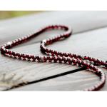 5mm-6mm Natural Garnet Strand Bracelet with Vintage Sterling Silver Charm