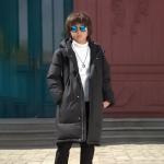 Bilemi Boys Long Winter Warm Korean Handsome Solid Color Thick Kid Down Jacket