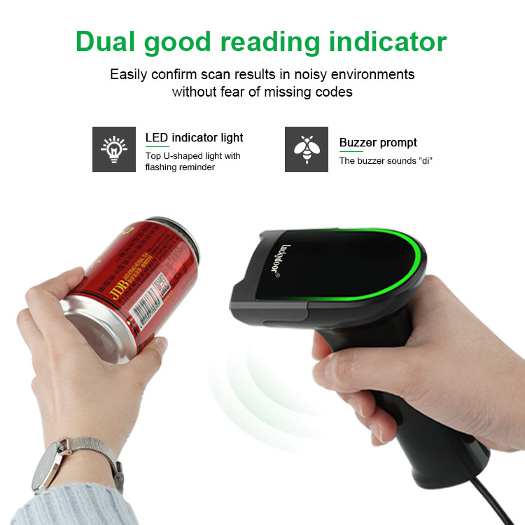 2D Wired POS Handheld Barcode Scanner 30fps Warehouse Gun With USB RS232 PS2