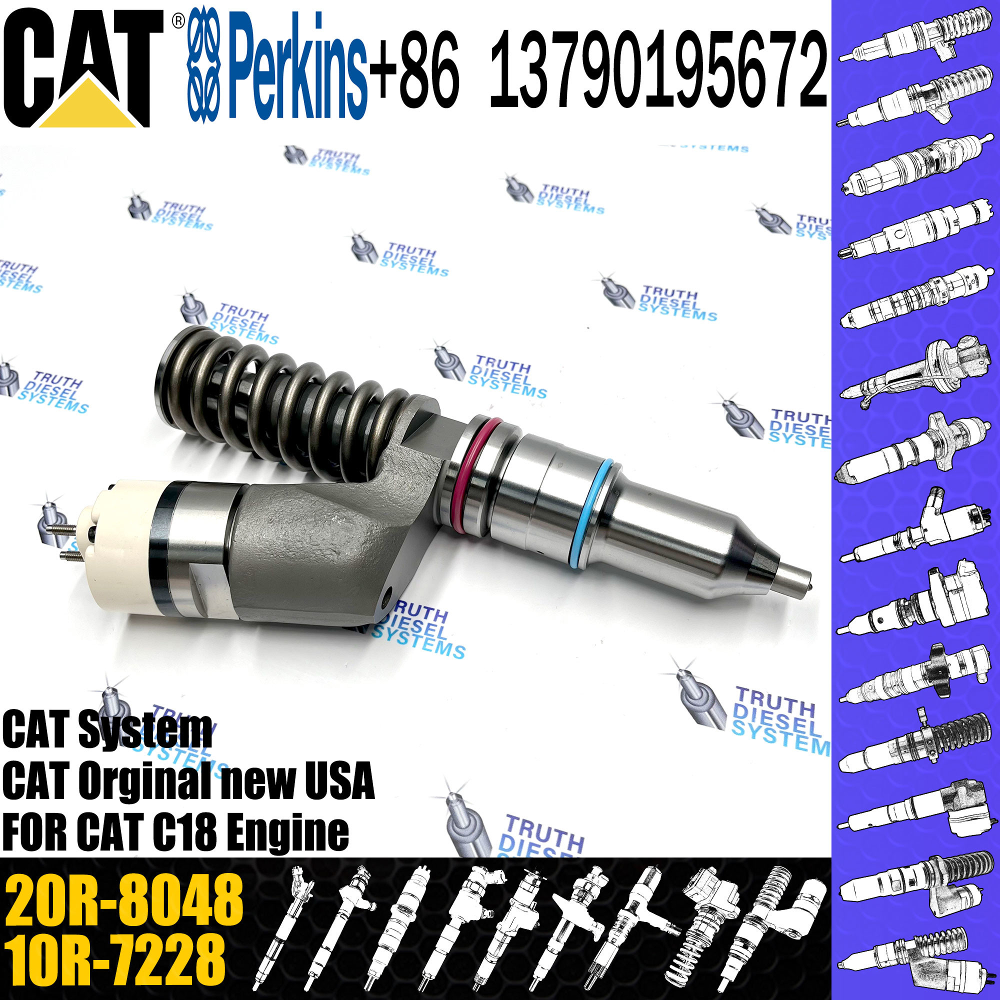 Common Rail Diesel Fuel Injector 20R-8048 10R-9787 211-3026 276-8307 10R-0724 10R-9787 For Caterpillar C18 Engine