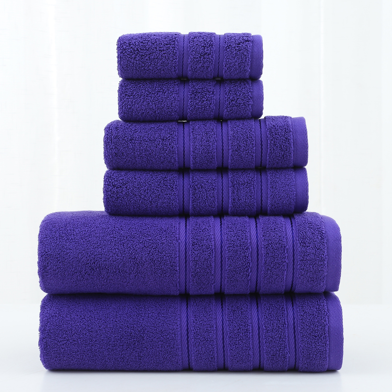 Upgrade Your Bathroom with this Thickened and Combed Cotton 6-Piece Towel Set in White