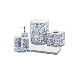 China Floral Print Soap Dispenser Foam Dispenser Toothbrush Holder Bathroom Accessories Set factory