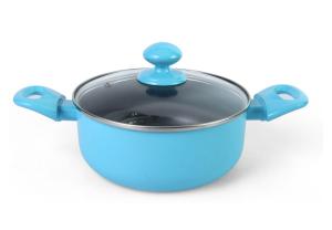 China 20cm 6pcs Black White Dots Ceramic Coated Saucepan factory