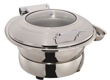 Round Stainless Steel Induction Chafing Dish Optional φ36cm Food Pan 6.0Ltr with Matching Stand