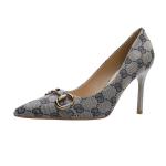 8666-9 Europe And The United States Sexy Pointed Shallow Mouth High Heels Net