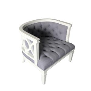 China Event wedding grey linen fabric sofa tufted upholstery velvet fabric wooden single sofa factory