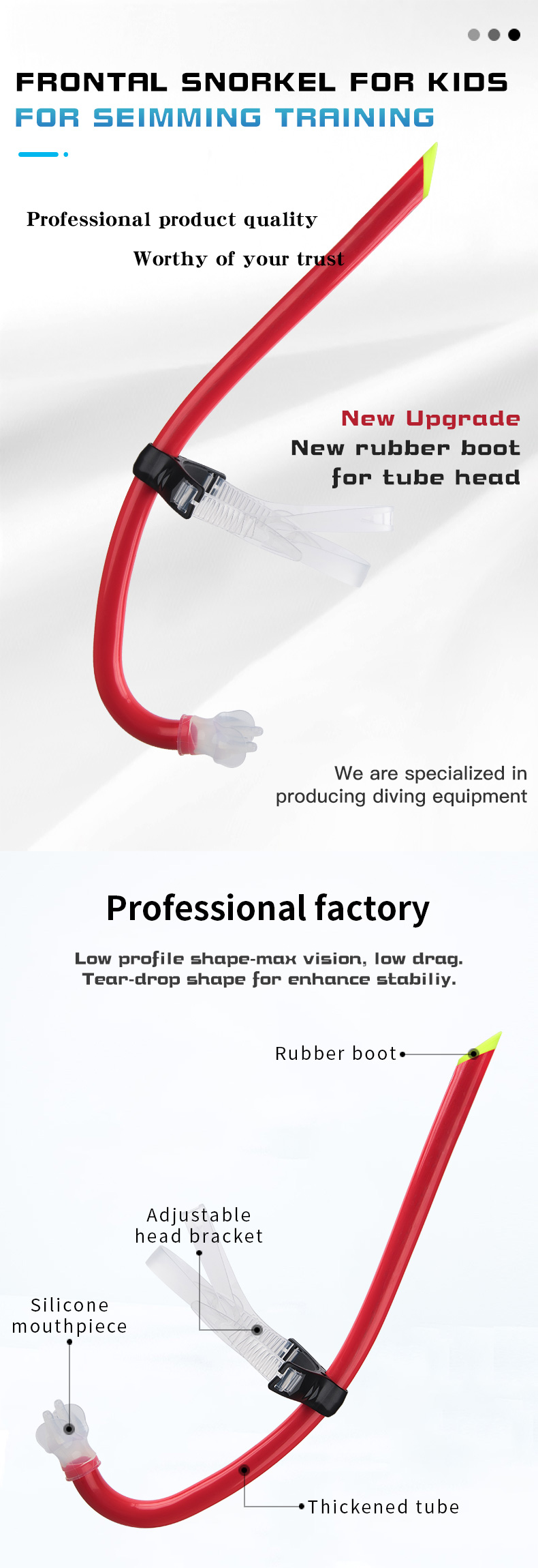 PP Silicone Diving Scuba Diving Tools Swimming Front Snorkel