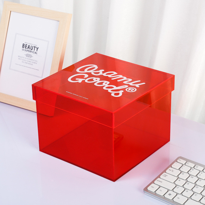 Factory Customized Color Acrylic Storage Box With Lid For Food Rose Candy Display