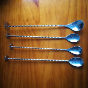 China Cocktail Mixing Stainless Steel Bar Spoon Cocktail Shaker Spoon Long Twisted factory