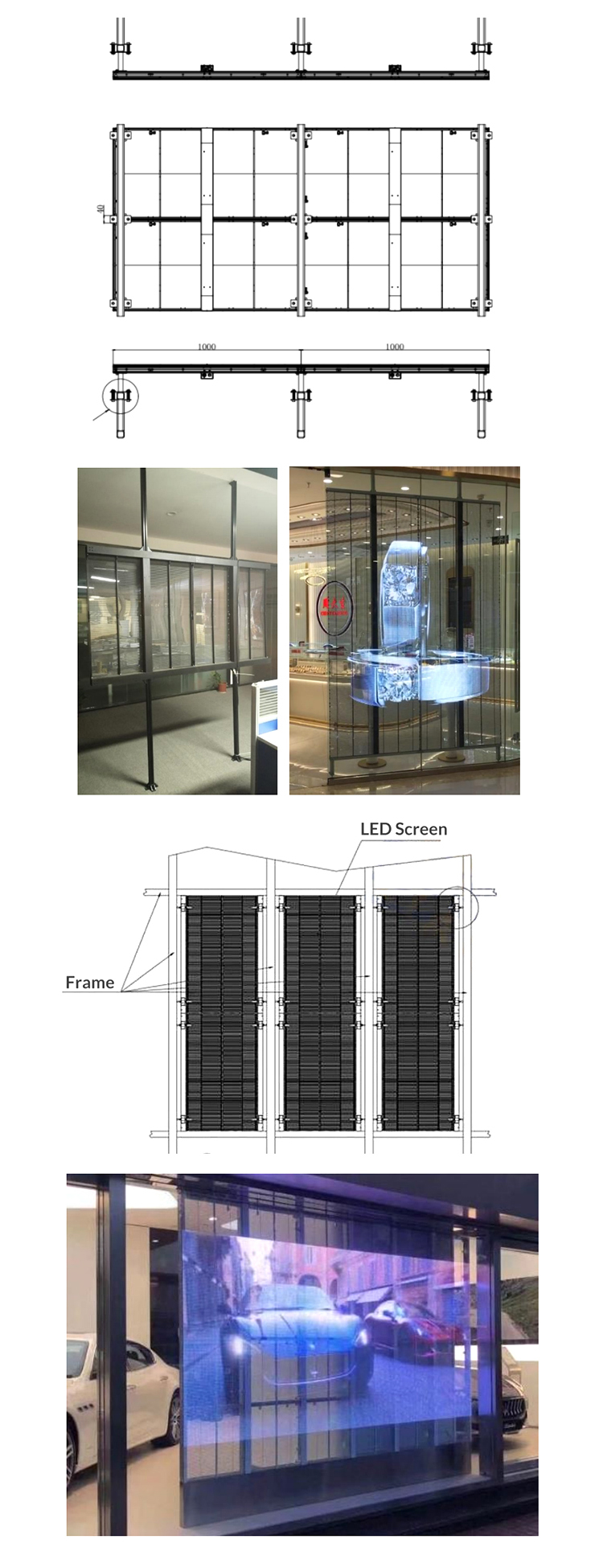 P2.6-5.2 HD Transparent LED Display Panel 2500nits Hanging Installation