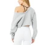 Dropped Off Shoulder Cuffed Sleeves Women Workout Hoodies 200gsm
