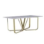 Rose Gold OEM Luxury Marble Dining Table 6 Seater Naturally hard wearing