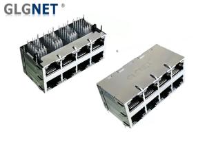China 2.5G Ethernet 2x4 Stacked RJ45 Connectors , 8 Port Rj45 Connector 25.78mm Height factory