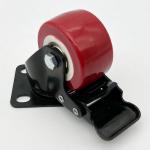 50MM Red PU Swivel Light Duty Casters Wheel Double Bearing For Furniture