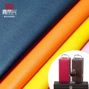 China PVC Cross Grain Artificial Synthetic Leather for Wallet Packaging Case Shoes Notebook Leather Fabric factory