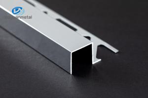 China OEM 6063 Aluminium Tile Trim Chrome Square Edge 8mm 2.5m Length factory