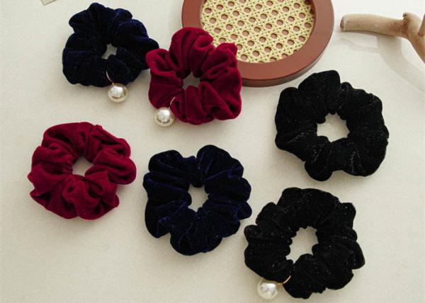 Autumn winter velvet covered beaded hair scrunchies stars accessories all tie