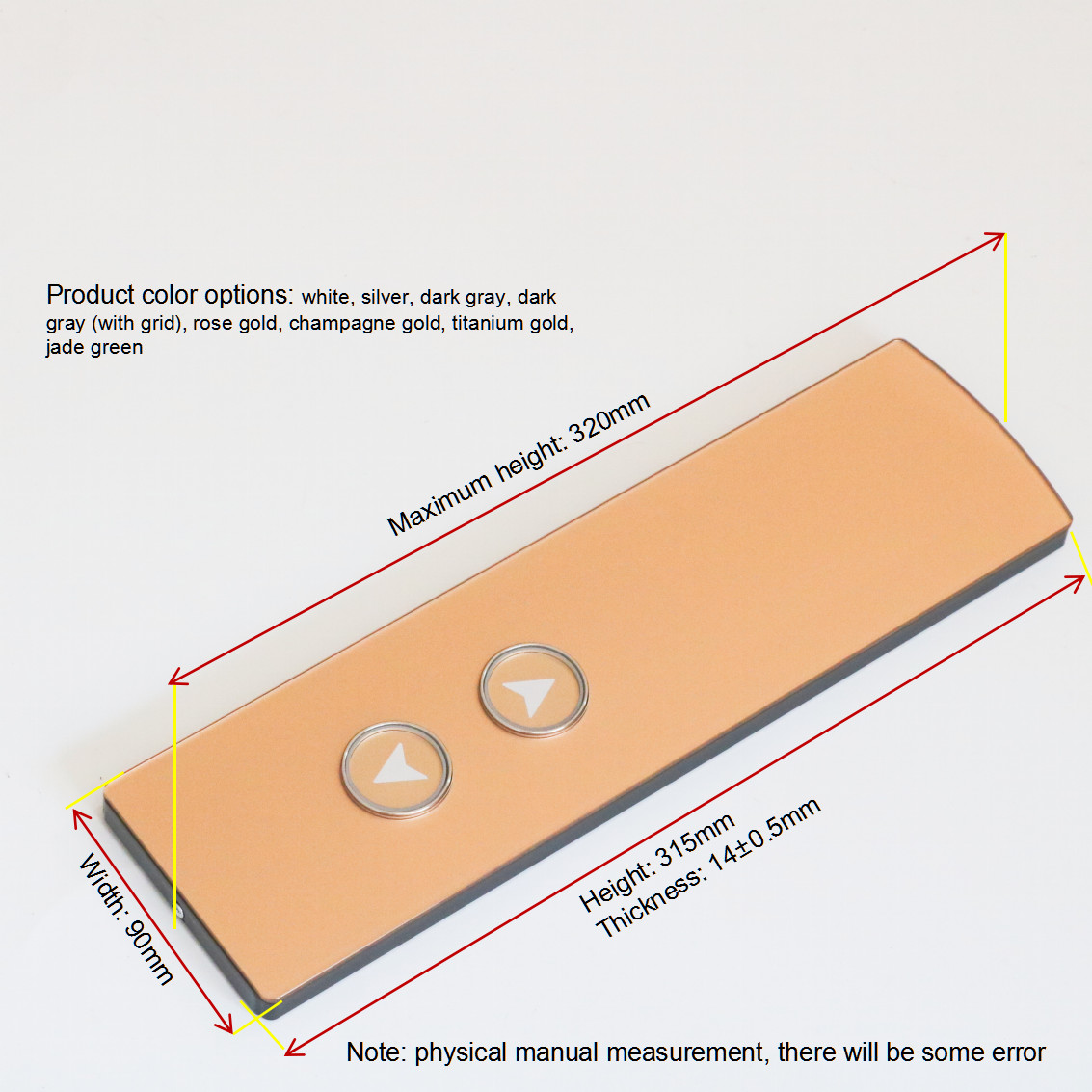 Zinc Back 320mm*90mm*14mm Glass Panel LOP Elevator Parts