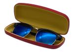 Hard Red Leather Clamshell Eyeglass Case 159x69x37mm