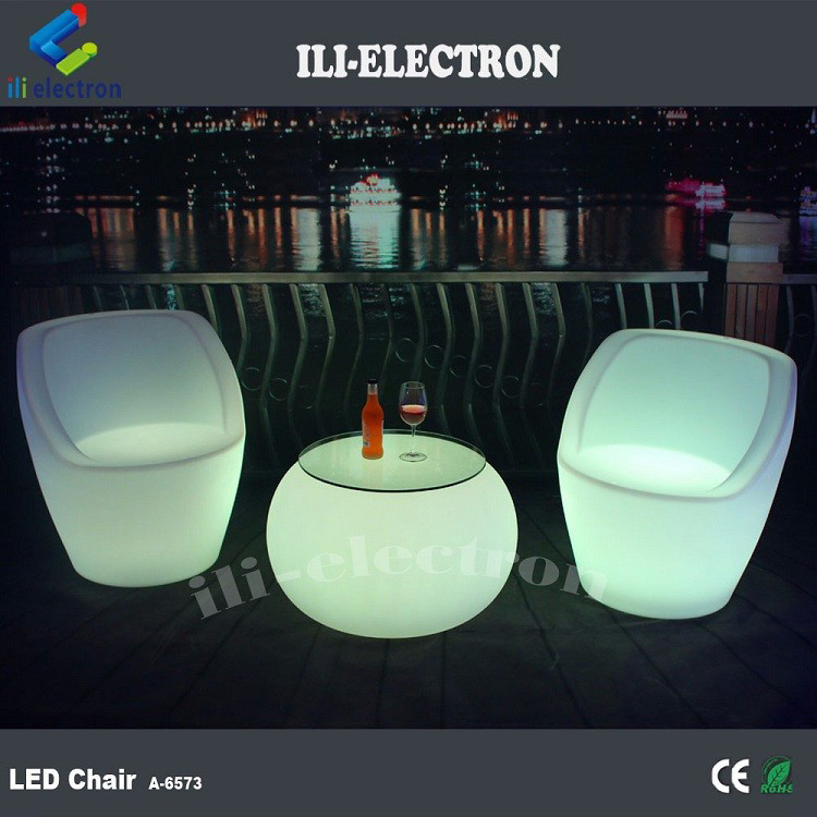Modern Commercial LED Illuminated Cocktail Table With Rechargeable Lithium Battery