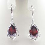 Fine Jewelry 925 Sterling Silver Garnet Cz Dangle Drop Earrings (PSJ02944)