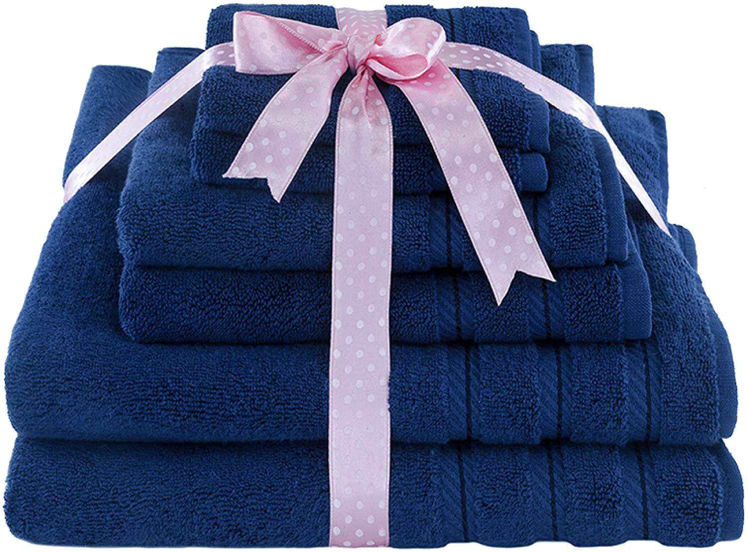Super Soft Luxury Dobby Border 6 Pieces 100% Cotton Towel Set for Bathroom Shower Woven