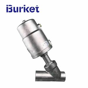 China PN16 Stainless Steel Pneumatic Thread Ends Y-type Angle Seat Valve With Stainless Steel Actuator for dyeing machine factory