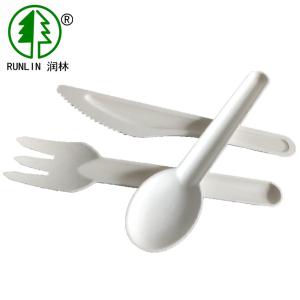 China Zero Waste Compostable Bagasse Cutlery 158MM Biodegradable Spoons And Forks Knife factory