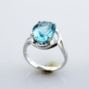 China Oval Blue Cubic Zirconia 925 Silver Solitaire Gem Ring(F29) factory
