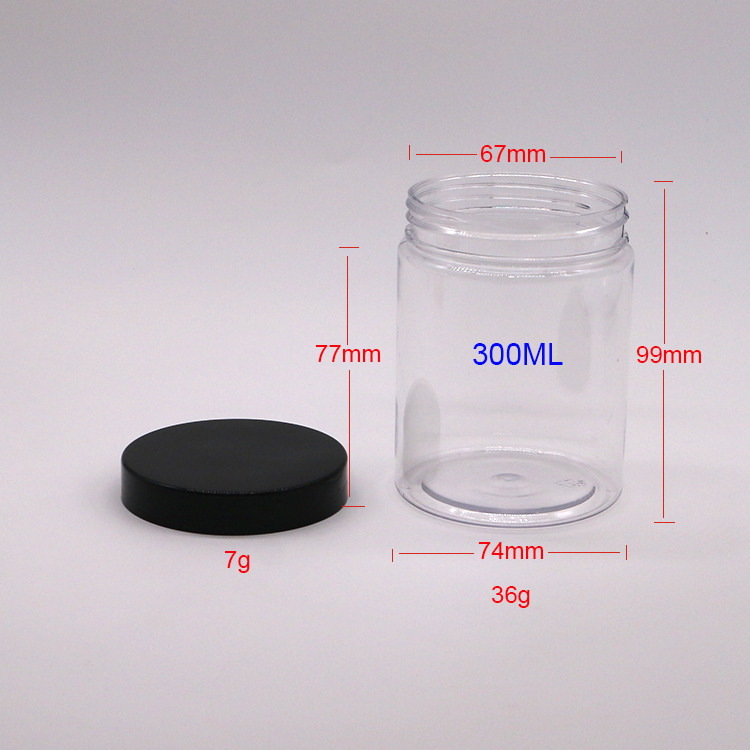 300cc PET Wide Mouth Plastic Food Storage Bottles with Aluminium Lid for Tasty Snacks