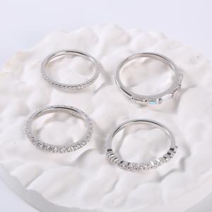 China 1.30g 925 CZ Engagement Ring Unisex Silver Wedding Rings For Couple factory